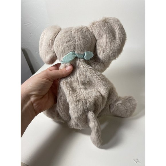 Kaloo Elephant Puppet Plush 11" Grey and white with light blue bandana - Picture 9 of 11